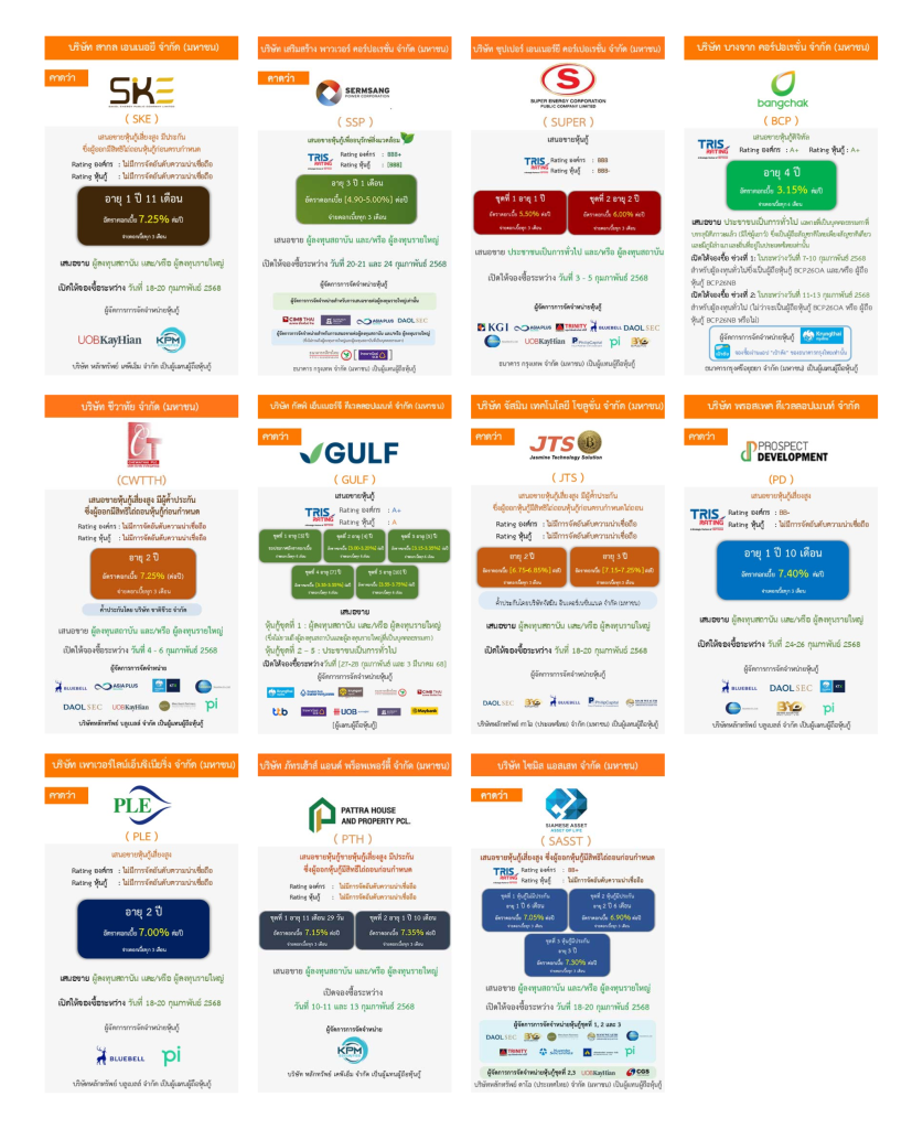 ตราสารหนี้ออกใหม่ ประจำเดือน กุมภาพันธ์ 2568 ThaiBMA