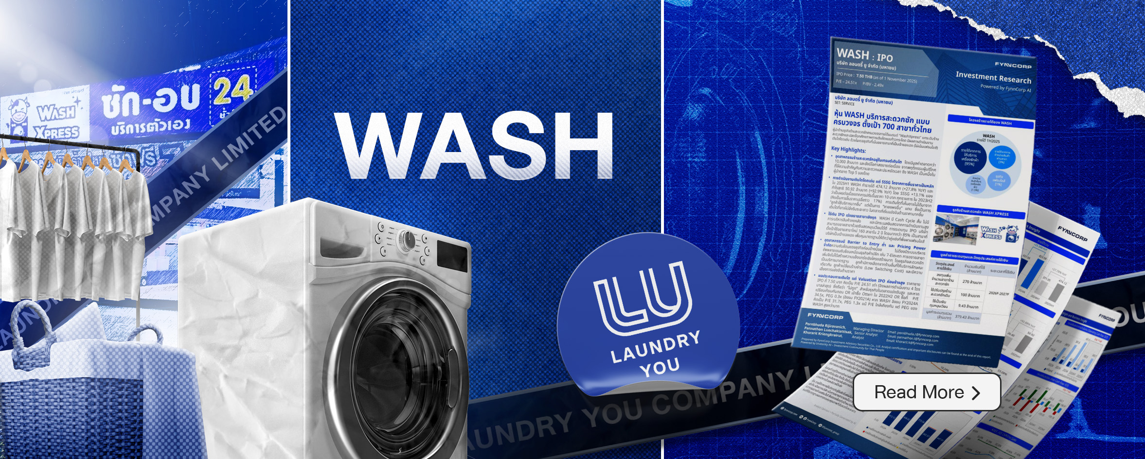 WASH บริการสะดวกซัก แบบครบวงจร ตั้งเป้า 700 สาขาทั่วไทย [FynnCorp IAS Equity Research]